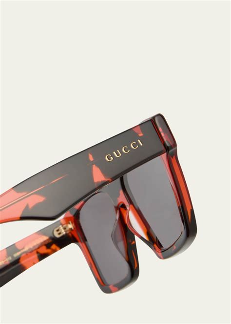 Gucci Men's GG0962Sm Acetate Rectangle Sunglasses